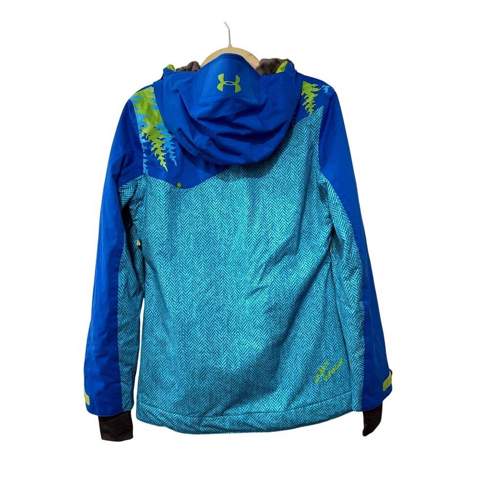 Under Armour S Ski Jacket $199 Waterproof Snowboard Brimmed Hood Bright Blue NEW - Picture 2 of 10